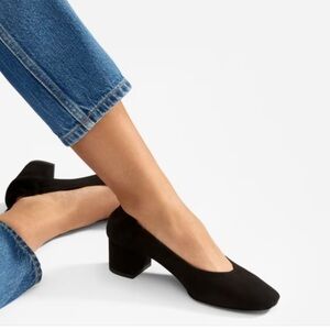 Everlane Black Suede The Day Block Heel Size 9